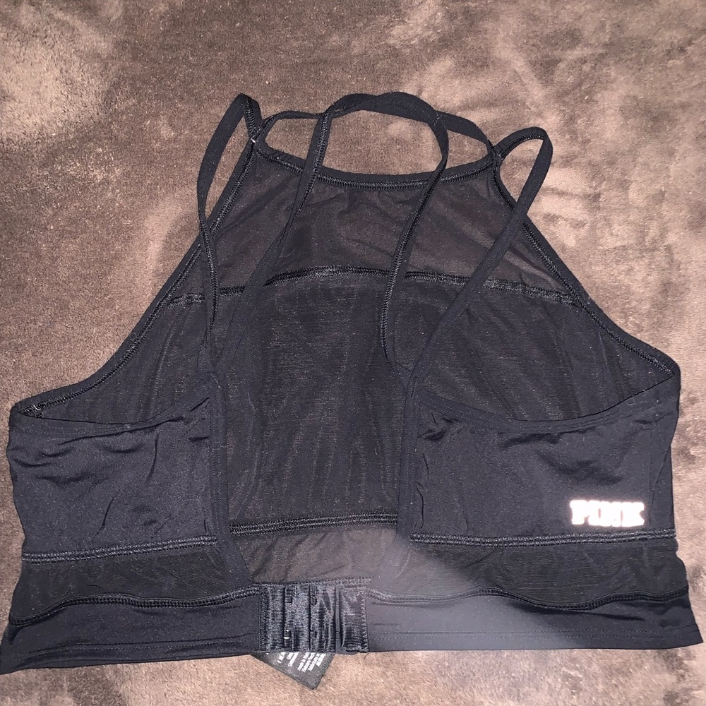 Pink Victoria Secret Ultimate Strappy Cropped Mesh Halter Bra - Picture 4 of 9